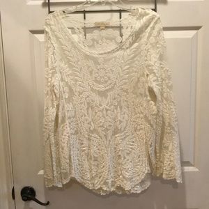 Ivory lace overlay  long sleeve shirt